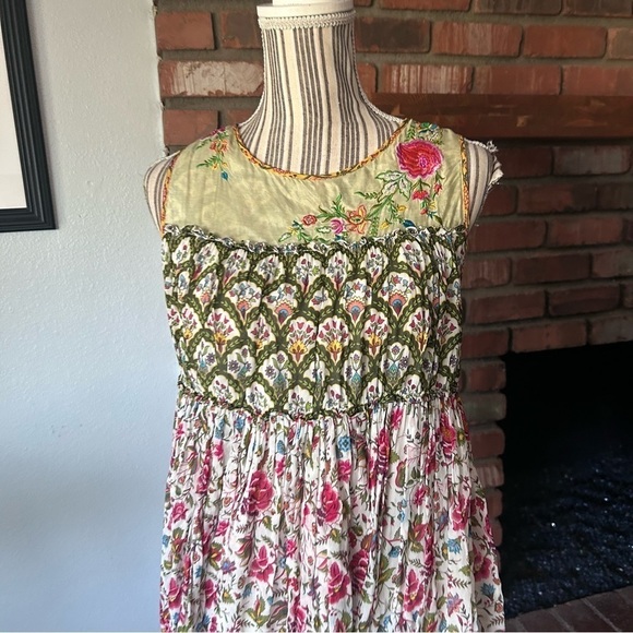 Anthropologie Tanvi Kedia Ananya Tiered Floral Tunic Dress Sz S - Picture 4 of 12